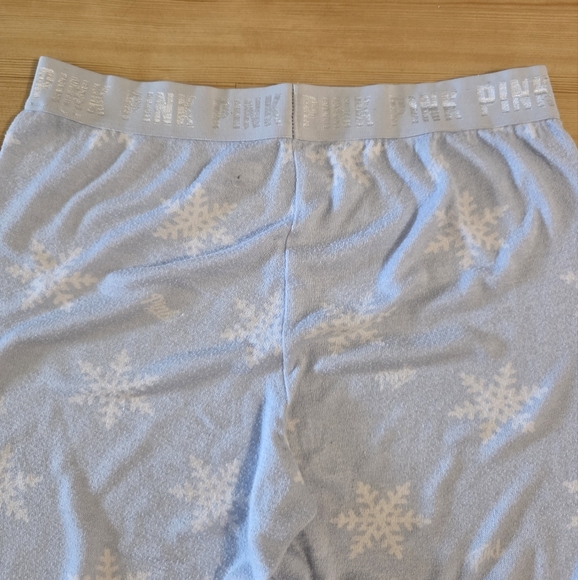 PINK Victoria's Secret Pajama Bottoms - Light Blue Snowflake - Picture 10 of 12